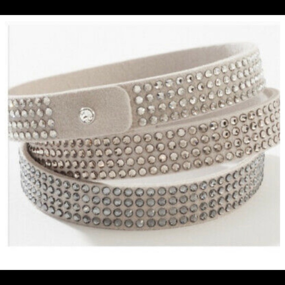 Touchstone Crystal by Swarovski Gray Tri-Wrap Bracelet